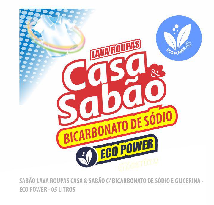 1019-PP-Q1 - Sabão Lava Roupas Casa e Sabão com Bicarbonato de Sódio Eco Power 05 Litros