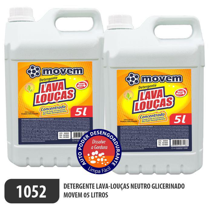 1052-PP-Q1 - Detergente Lava Louças Neutro Glicerinado Movem 05 Litros